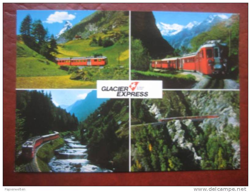 (Täsch (VS)) - Mehrbildkarte "Glacier-Express" / Eisenbahn - Täsch