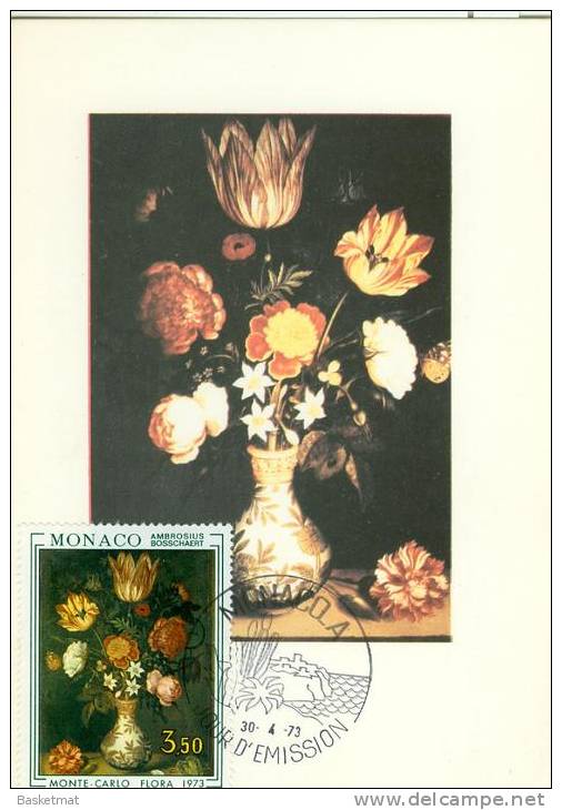 MONACO CARTE MAXIMUM BOUQUET PAR BOSSCHAERT 1973 - Impressionisme