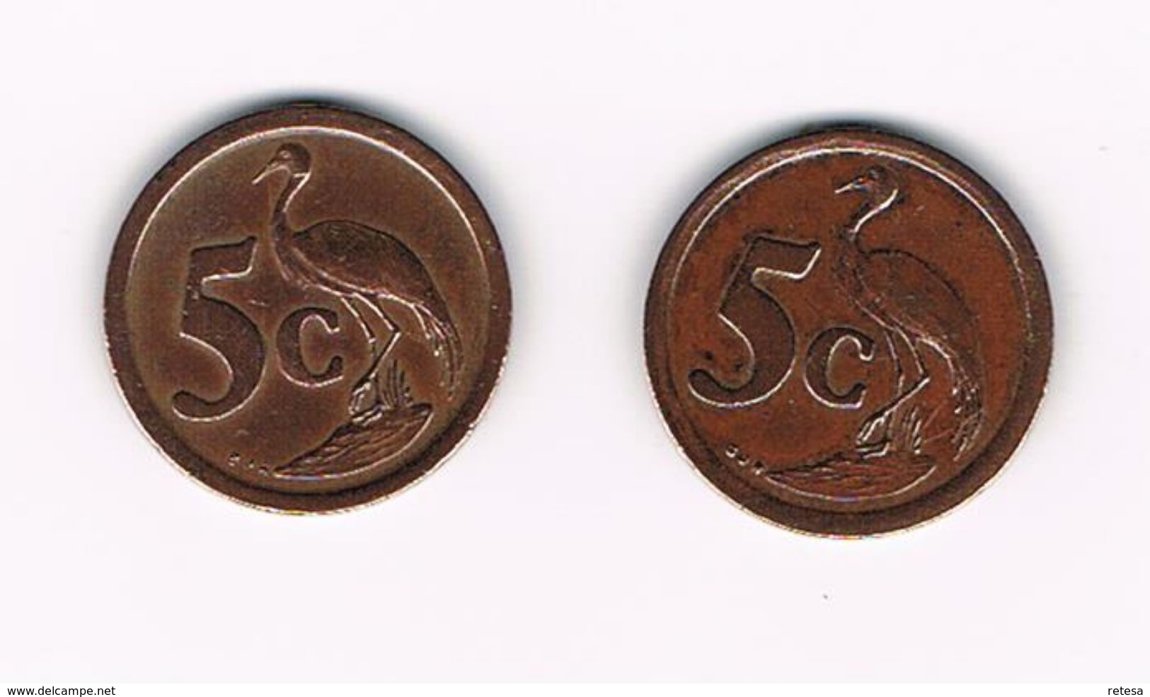 ZUID AFRIKA  2 X 5 CENTS  1991/92 - Zuid-Afrika