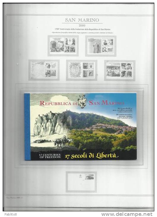 SAN MARINO 2000 ANNATA MNH MONTATA SU FOGLI MARINI