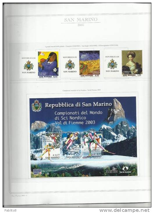 SAN MARINO 2003 ANNATA MNH MONTATA SU FOGLI MARINI - Full Years