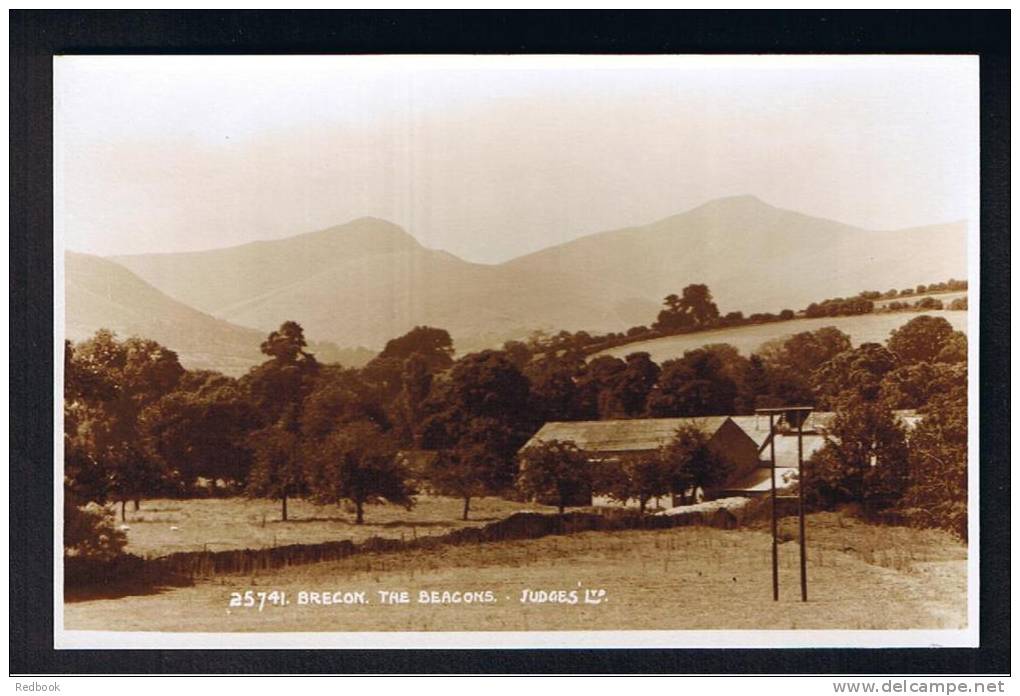 RB 803 - Judges Real Photo Postcard - Farm Electricity Pylon &amp; The Beacons Brecon - Wales - Power Theme - Breconshire