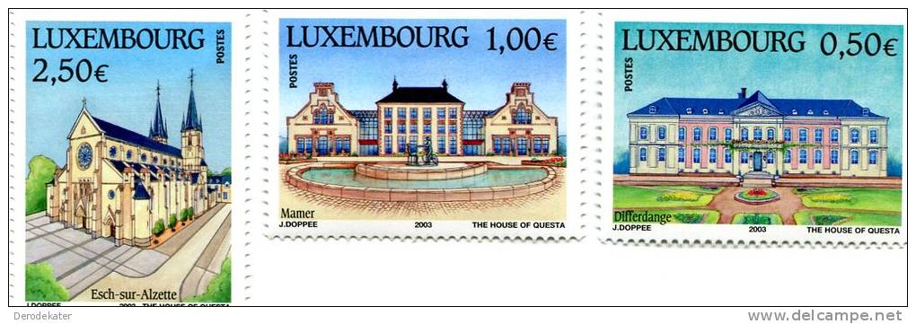 Luxembourg 2003.3v.MNH**.Esch-sur-Alzette.Mamer.Differdange.The House Of Questa.Buildings.Tourism.Church.Fontain.Eglise. - Nuevos