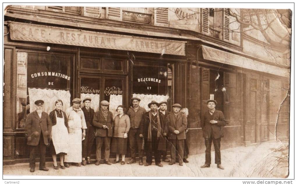 CARTE PHOTO : PARIS RUE D´AMSTERDAM DEVANTURE CAFE RESTAURANT PARMENTIER MAISON GRONDON RUE 75009 - District 15