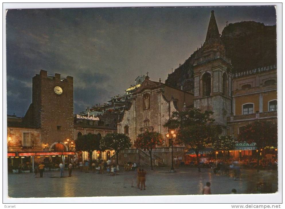 TAORMINA (CATANIA) - Piazza Sant'Agostino - Notturno. Non Viaggiata - Catania