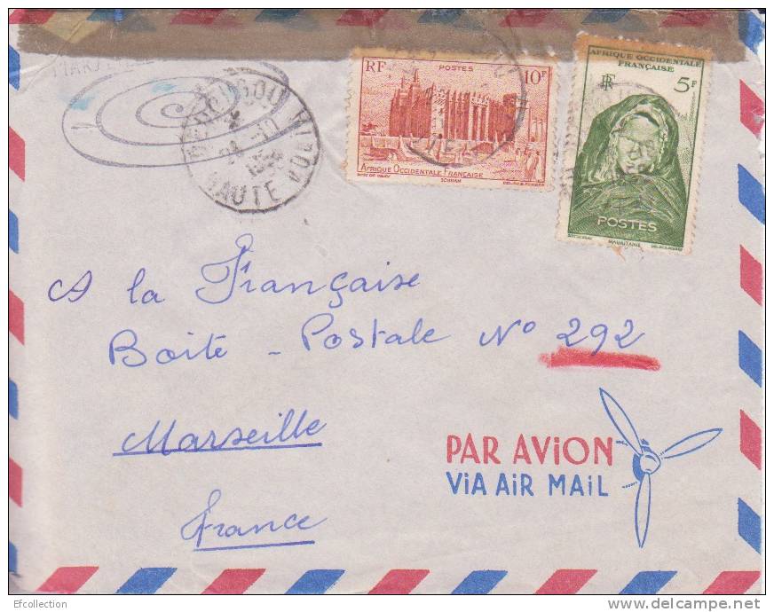 Diébougou (petit Bureau) Bougouriba Haute Volta Burkina Faso Colonie Française Lettre Avion > Marseille Marcophilie - Briefe U. Dokumente