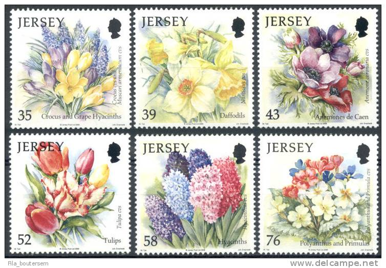 JERSEY : 01-04-2009 (** - MNH) Set 6v  : "Jersey Spring Flowers" - Jersey