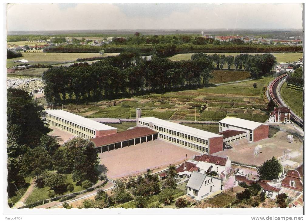 RAISMES 59 Nord En Avion Au Dessus Du Groupe Scolaire  Ecole Carte Dentelée Véritable Photo - Raismes