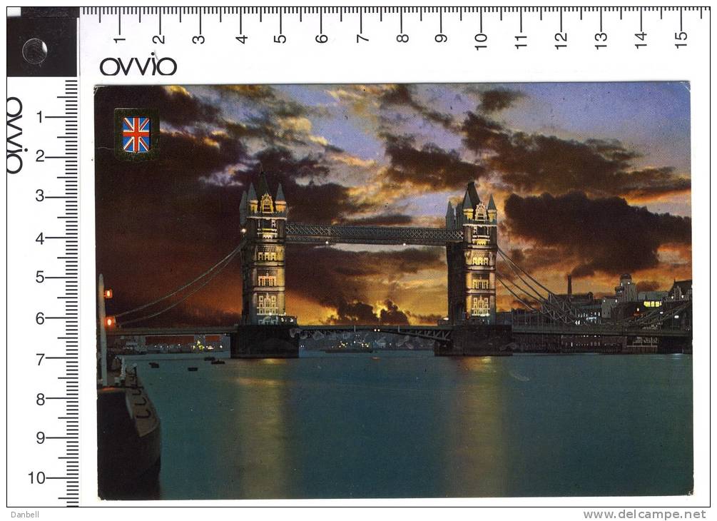 112) LONDRA  Tower Bridge In The Night Viaggiata - River Thames
