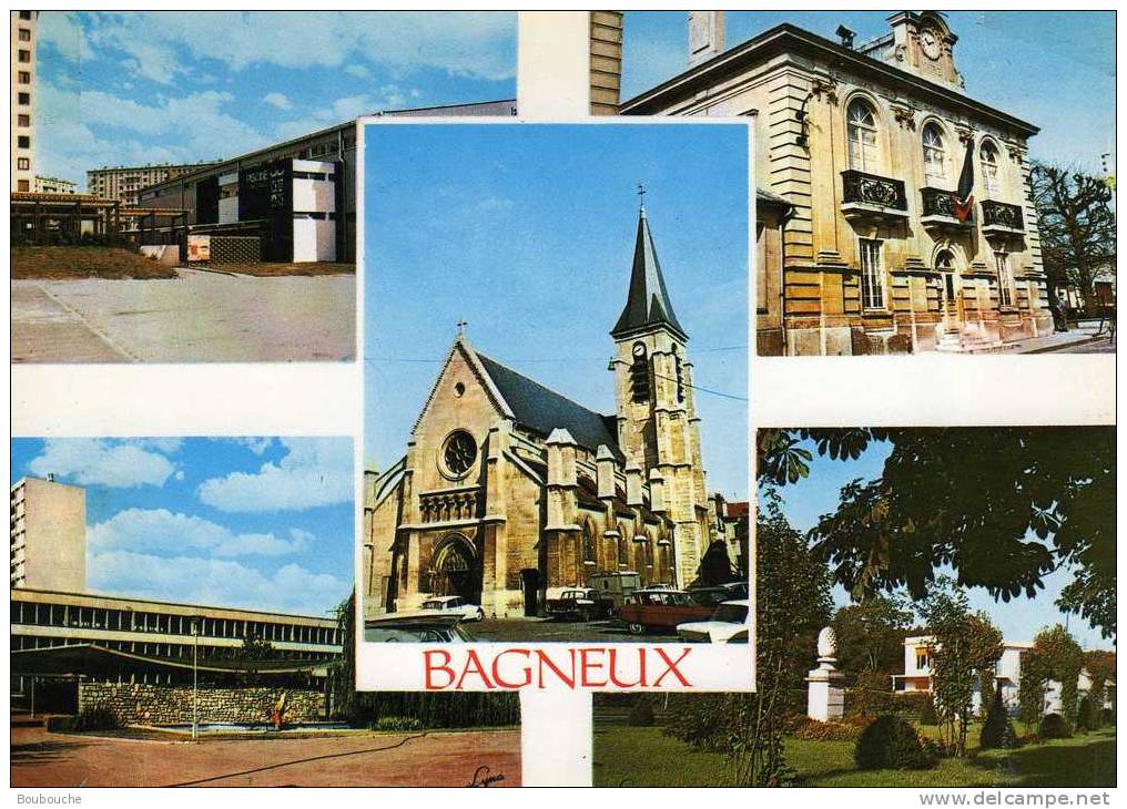 CPM De BAGNEUX Multivues Piscine Mairie église Parc école -  PEU COURANTE - Bagneux