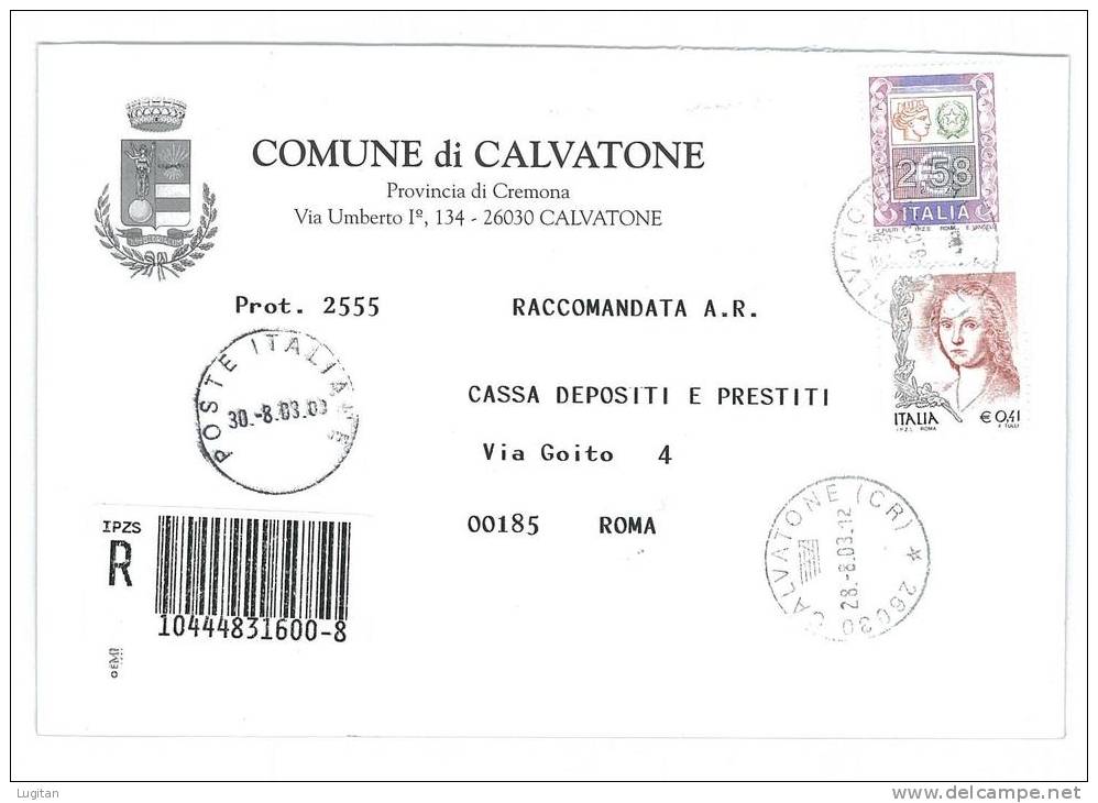 CALVATONE CAP 26030  PROV. CREMONA  ANNO 2003 CR  - R - LOMBARDIA -TEMATICA COMUNI D'ITALIA - STORIA POSTALE - Macchine Per Obliterare (EMA)