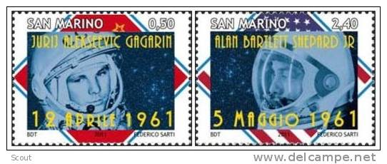 SAN MARINO - SAINT MARIN - 2011 - 1° UOMO NELLO SPAZIO, JURIJ GAGARIN -  2 Francobolli ** MNH - Ongebruikt