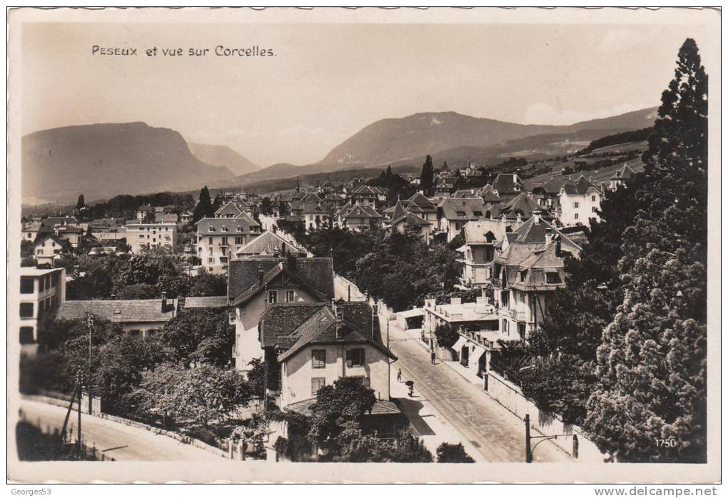 CPA PHOTO  PESEUX Et  Vue Sur CORCELLES      1933 - Corcelles