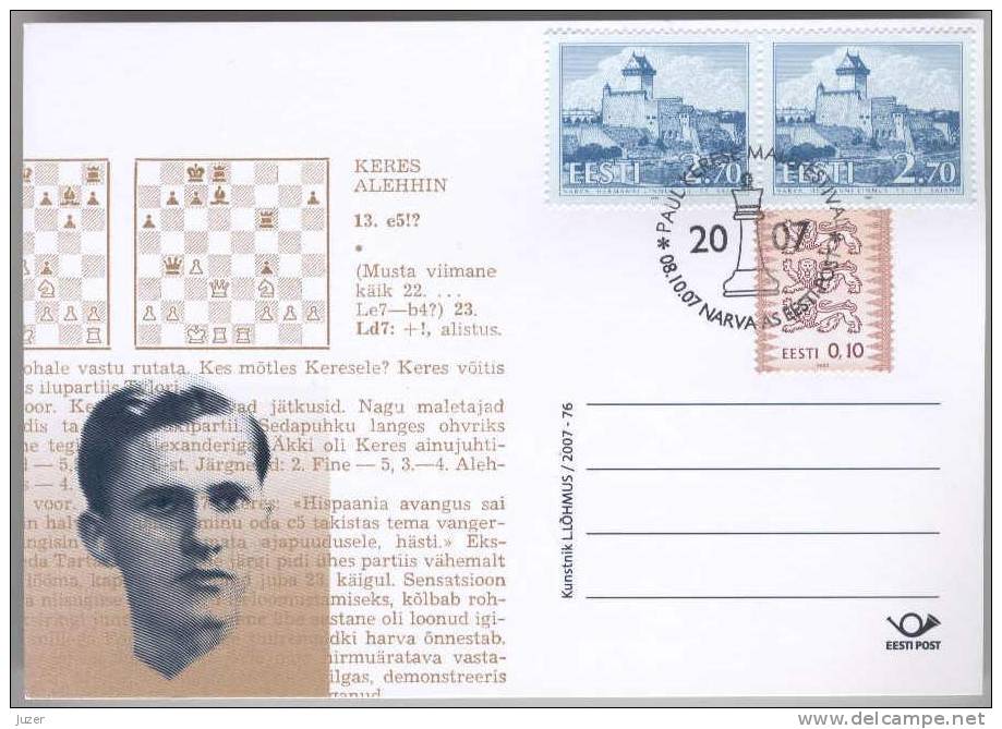 Estonia: Chess Grandmaster PAUL KERES (2007). Card W/SC - Chess