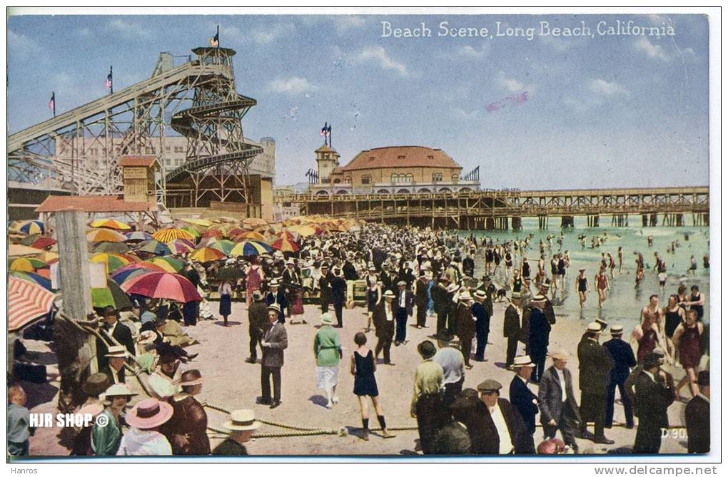 Um 1930/1940 Ansichtskarte " Beach Scene", Ungebrauchte Karte - Long Beach