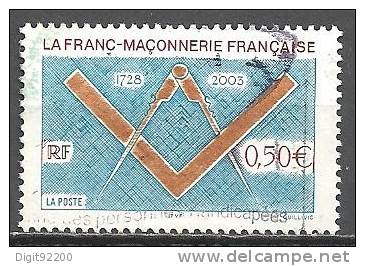 1 W Valeur Oblitérée,used - FRANCE - YT Nr 3581 - Franc-Maçonnerie * 2003 - N° 4-60 - Freimaurerei