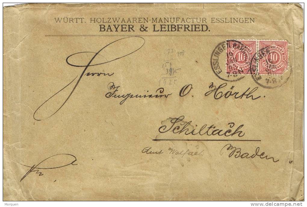 Carta ESSLINGEN Bahnhof 1893 (Wurttemberg) - Lettres & Documents