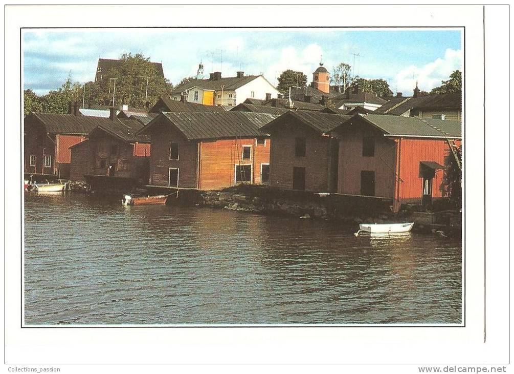 CP, Finlande, Porvoo, Les Maisons De Bois Du Port, Explications Au Verso, écrite - Finlande