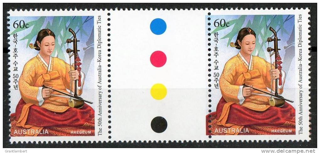 Australia 2011 Joint Issue With Korea 60c Haegeum MNH Gutter Pair (Lot S183) - Ungebraucht