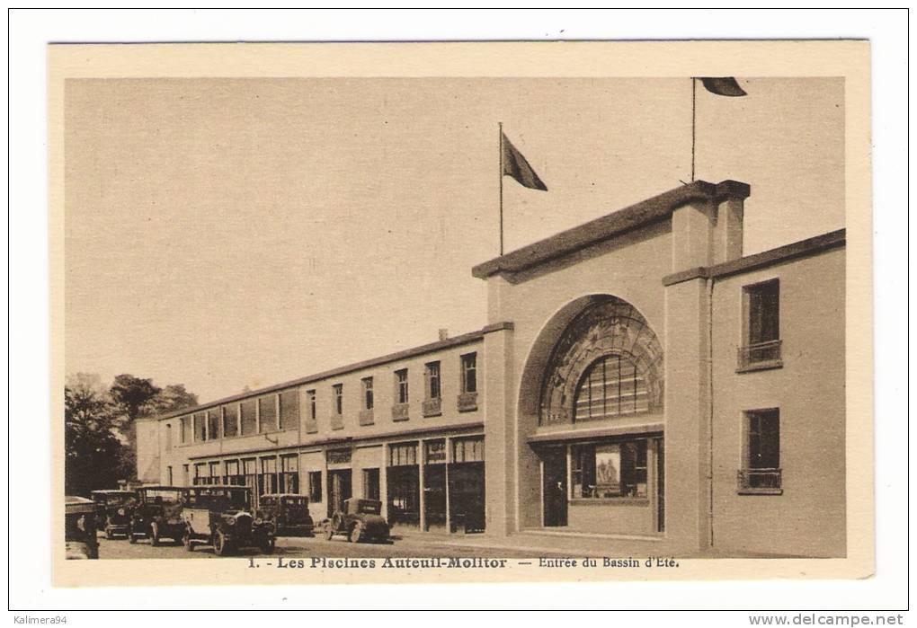 NATATION  /  LES  PISCINES  AUTEUIL-MOLITOR  ( PARIS 16ème ) /  ENTREE DU BASSIN D´ETE  ( Automobile HOTCHKISS ) - Zwemmen