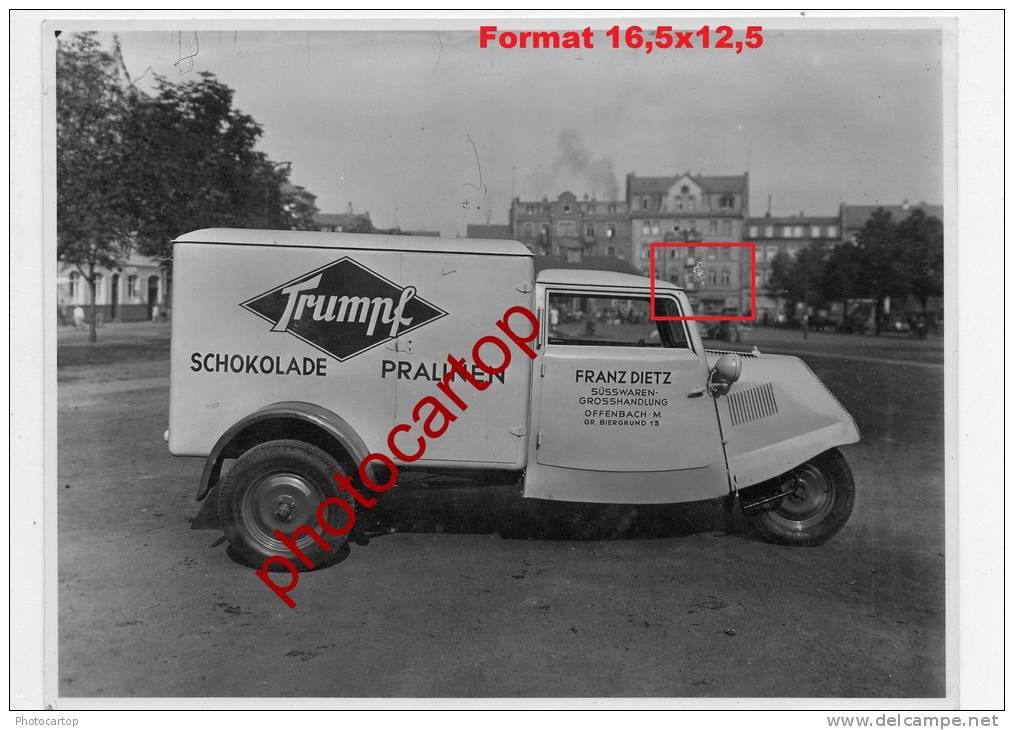 Franz DIETZ-DREIRAD AUTO-TRUMPF-SCHOKOLADE-PRALINEN-SÜSSWAREN-PHOTO-GROSSHANDEL-KASTENWAGEN-OFFENBACH A.M - Taxis & Droschken