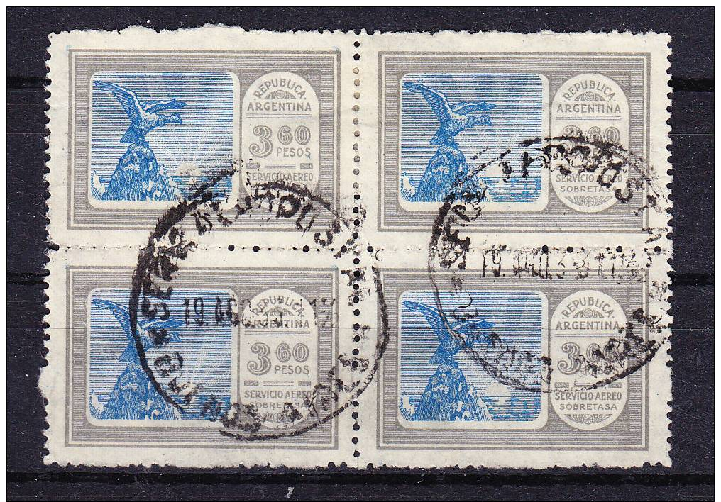 ARGENTINIEN 1928 VIERERBLOCK  MICHEL 331 GESTEMPELT - Other & Unclassified