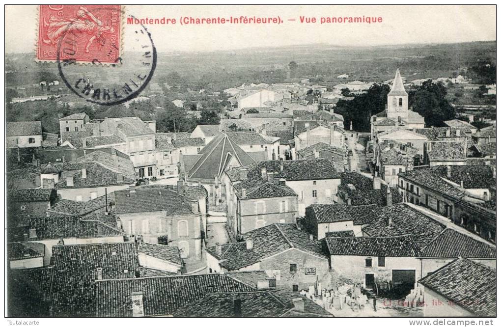 CPA 17 MONTENDRE VUE PANORAMIQUE 1907 - Montendre