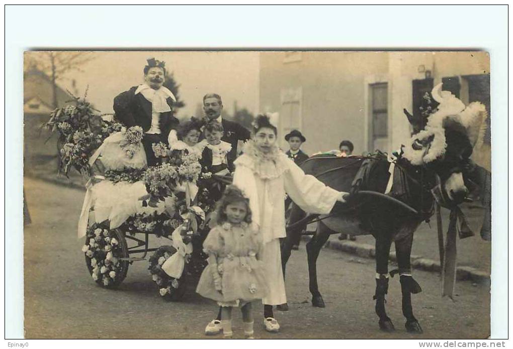 CARTE PHOTO à IDENTIFIER - Fête De Village - Ane - Mulet  - Attelage - Clown - A Identifier