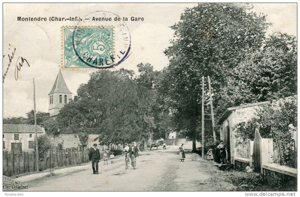 CPA 17 MONTENDRE AVENUE DE LA GARE 1907 - Montendre