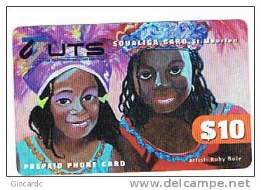 ST MAARTEN (ST. MARTIN)   - UTS (GSM RECHARGE) - PAINTING: GIRLS (RUBY BUTE)     - USED    RIF.963 - Antilles (Netherlands)