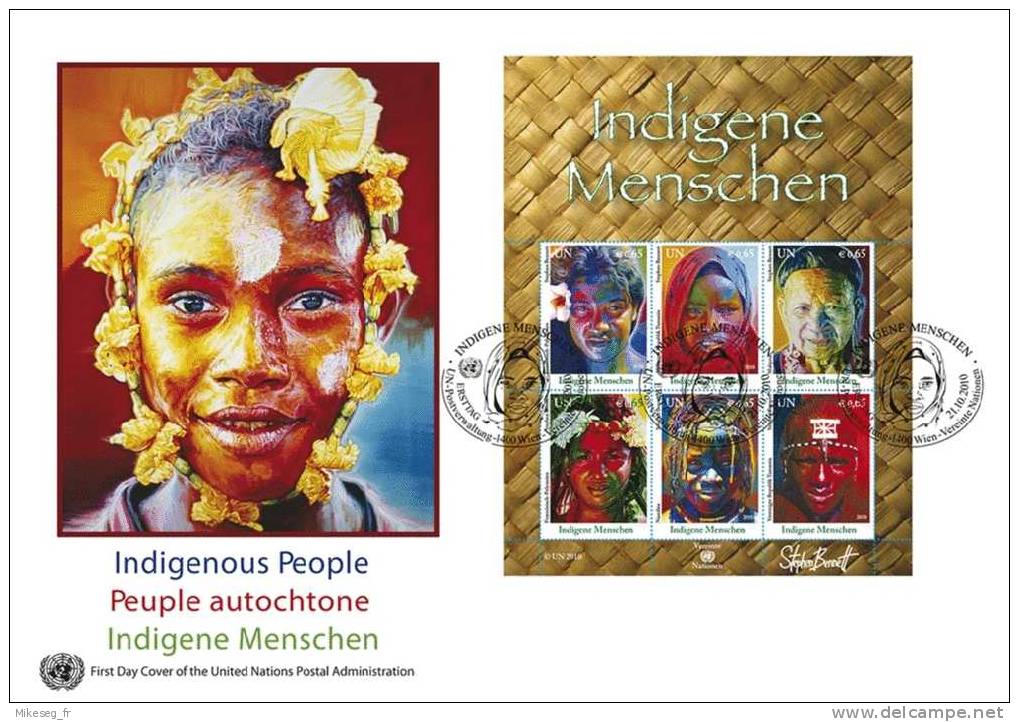 ONU Vienne 2010 - Feuillet "Indigene Menschen" Sur FDC Grand Format - FDC