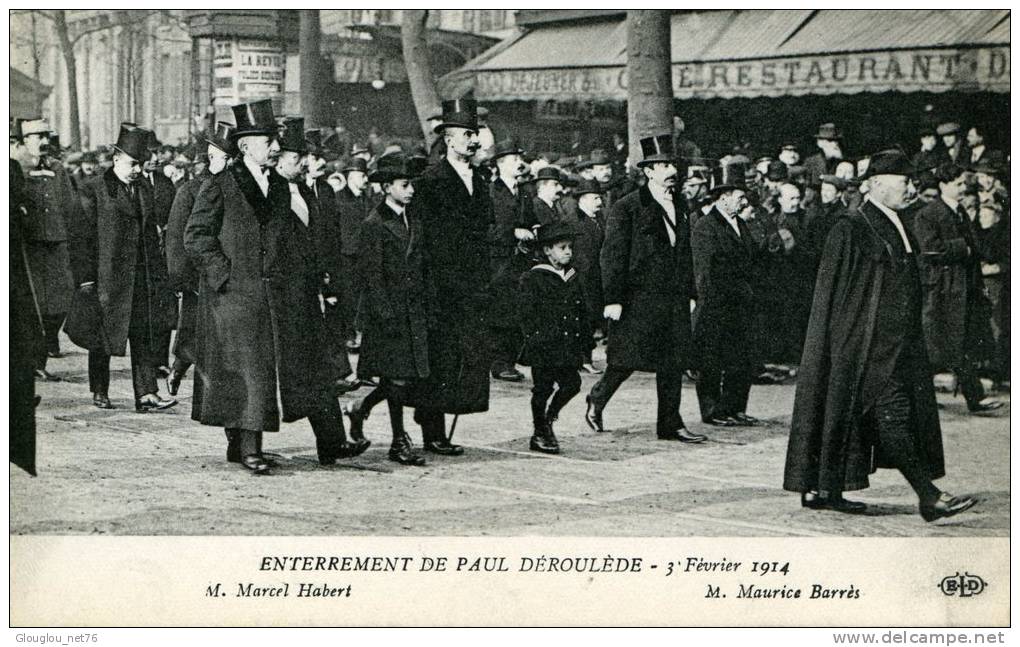 ENTERREMENT DE PAUL DEROULEDE 3 FEVRIER 1914...CPA ANIMEE.. - Beerdigungen