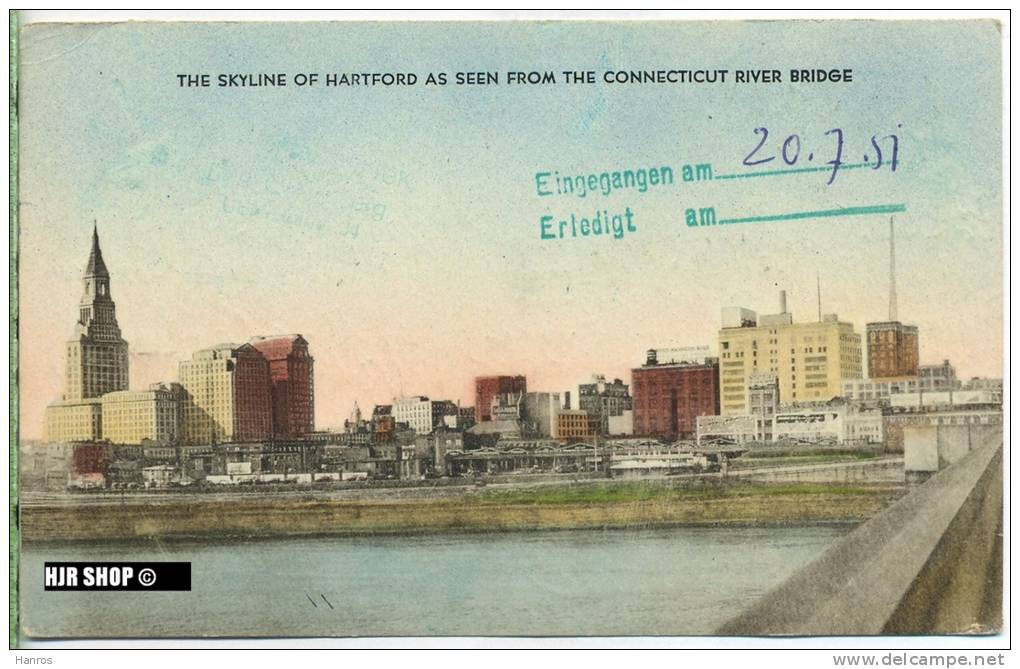 Um 1950/1960 Ansichtskarte “Skyline Of Hartford“,  Gelaufene Karte - Hartford