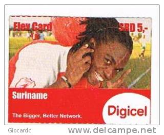 SURINAME (SURINAM) - DIGICEL  (GSM RECHARGE) - MAN WITH CELLULAR      EXP. 5.13       - USED  -  RIF. 2039 - Surinam