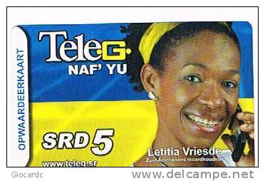 SURINAME (SURINAM) - TELE G  (GSM RECHARGE) - ATHLETIC: RUNNING (LETITIA VRIESDE)      - USED  -  RIF. 2040 - Surinam
