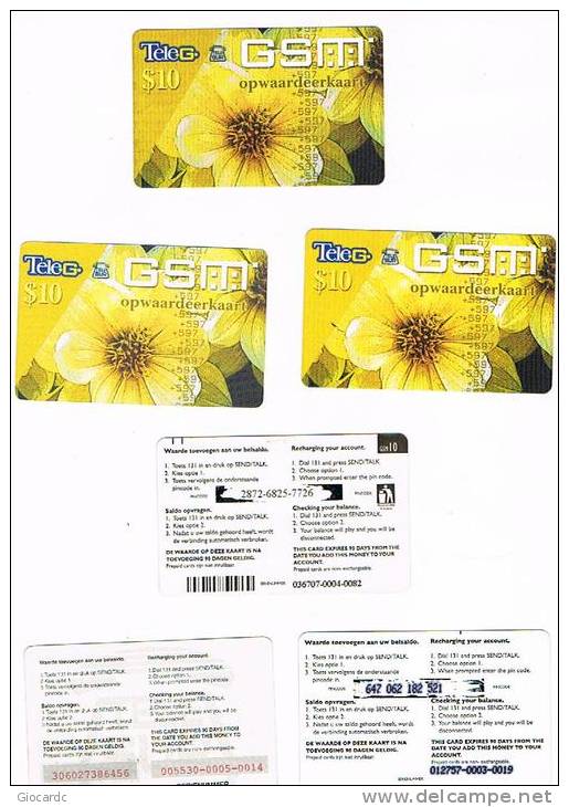 SURINAME (SURINAM) - TELE G  (GSM RECHARGE) - FLOWERS: LOT OF 3 DIFFERENT      - USED  -  RIF. 2045 - Bloemen