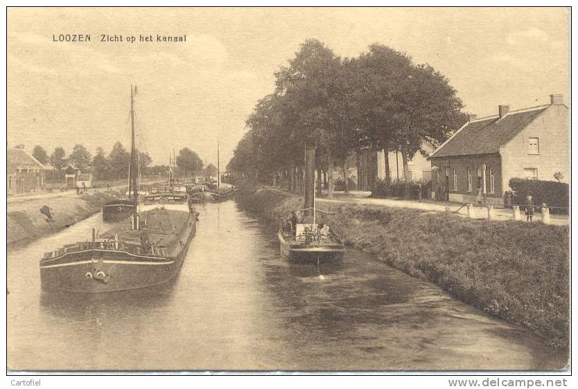 LOOZEN-ZICHT OP HET KANAAL-SCHEEPVAART-PENICHES-2 SCANS-PRACHTIGE BOTEN-STOOMBOOT - Bocholt