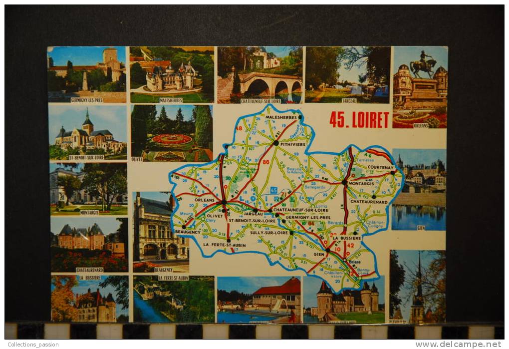 CP, CARTE GEOGRAPHIQUE DU LOIRET 45 - Carte Geografiche