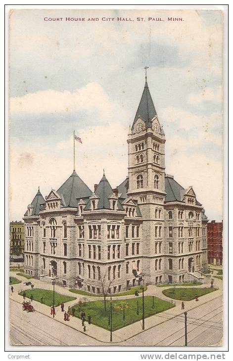 COURT HOUSE And CITY HALL, ST. PAUL - 1912 POSTCARD Sent To NH - - St Paul