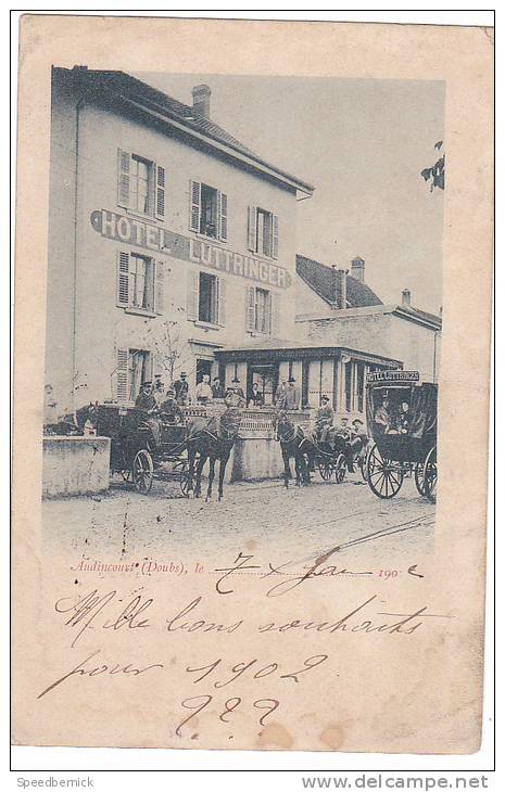 18941 AUDINCOURT HOTEL LUTTRINGER . 1902; Caleche Attelage - Autres & Non Classés