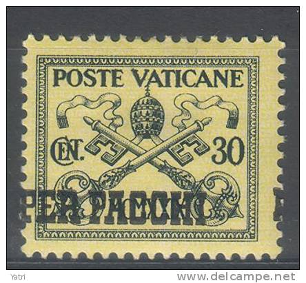 Vaticano - 1931 - Pacchi Postali - 30 Cent. * MH - Pacchi Postali