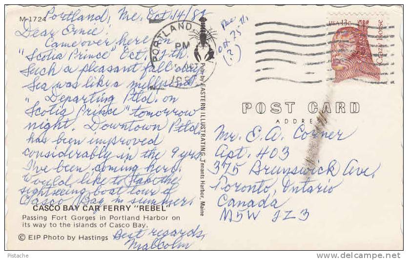 Portland Harbor Maine - Casco Bay Car Ferry Rebel - 2 Scans - Stamp & Postmark - Other & Unclassified