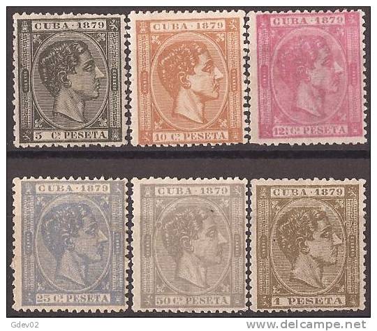 CU50-L3580TAN.España . Spain.Espagne.CUBA  ESPAÑOL .Alfonso Xll.1879.(Ed 50/5*) Con Charnela.MUY BONITOS - Unused Stamps