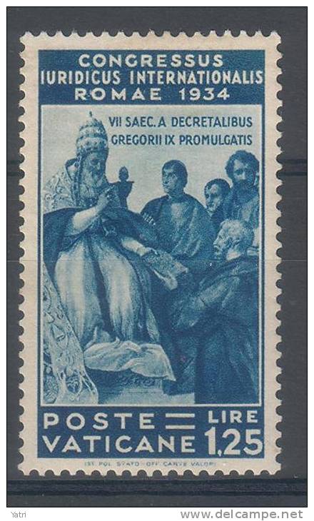 Vaticano - 1935 - Congresso Giuridico - 1,25 Lire  * MH - OTTIMA Centratura - Unused Stamps