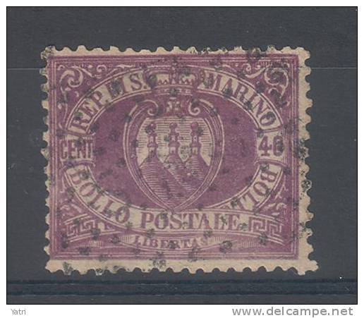 Repubblica Di S. Marino - 1877 - 40 Cent. Lilla Scuro - Usato - Sass. 7  160€ - Usados