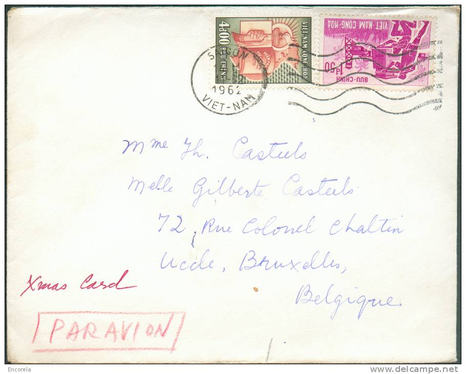 Lettre De SAIGON Vietnam (ambassade Du Japon) Par Avion Le 11-12-1962 Vers Uccle, Bruelles - 7464 - Viêt-Nam