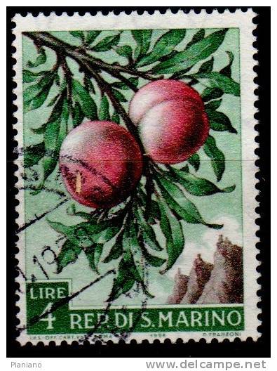 PIA - SAN  MARINO  - 1959 - Frutta E Prodotti Agricoli : Pesche -  (SAS  483) - Usados