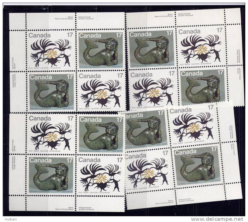 CANADA. 1980, # 867a, INUIT: SPIRIT, SET OF 4 BLOCKS M NH - Hojas Bloque