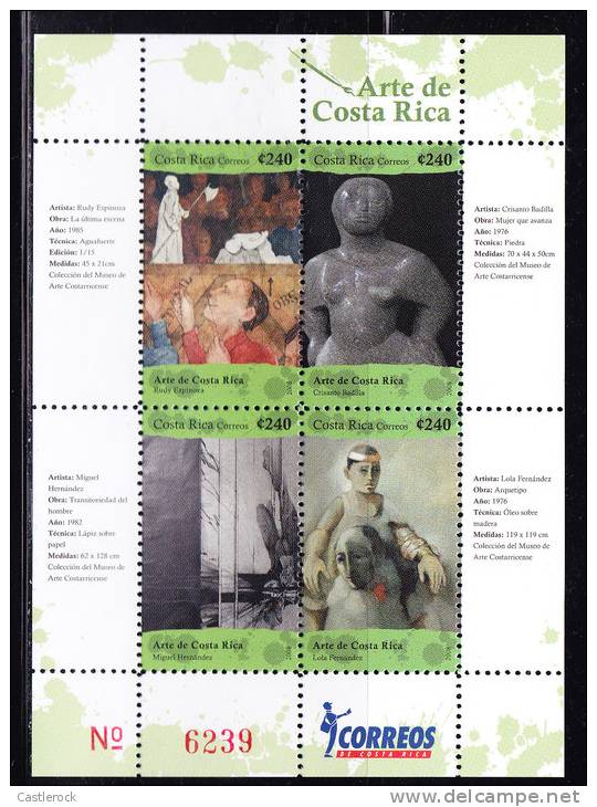 RT)2008,COSTA RICA,SHEET OF 4,ART/PAINTINGS,MNH. - Costa Rica