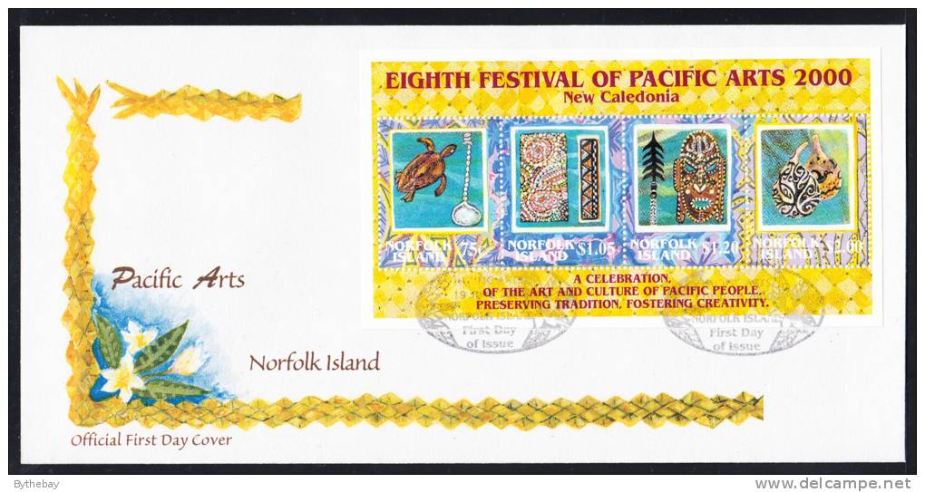 Norfolk Island Scott #708 FDC Souvenir Sheet Of 4 Pacific Arts Festival - Ile Norfolk